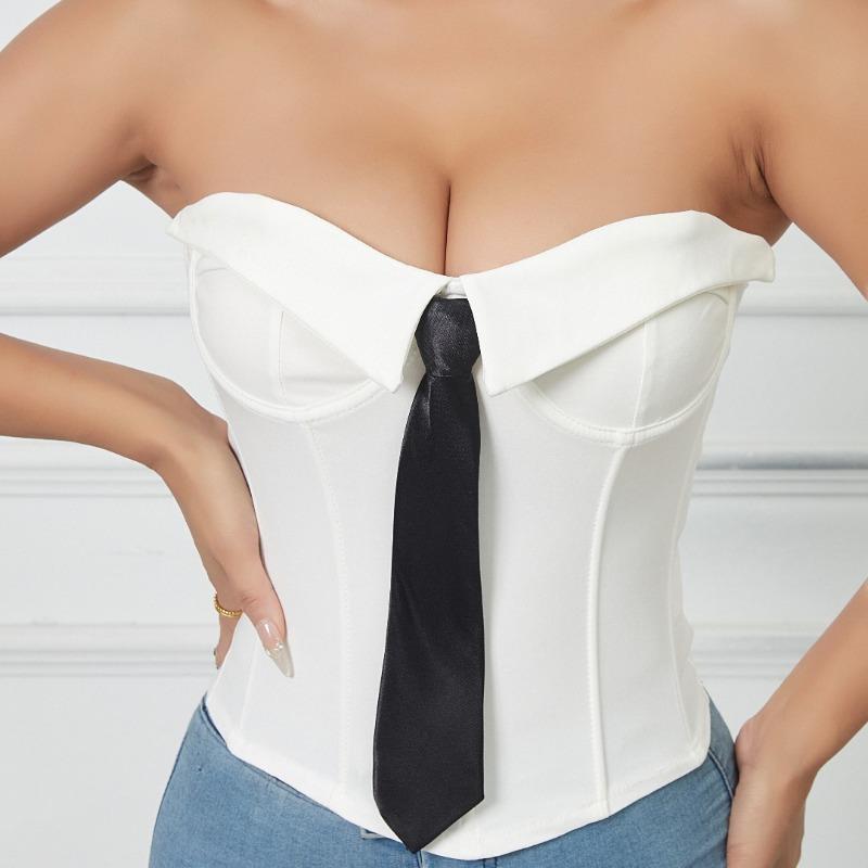 Hot Girl's Chest-wrapped Tie Pure Lust Solid Color Tube Top Sexy