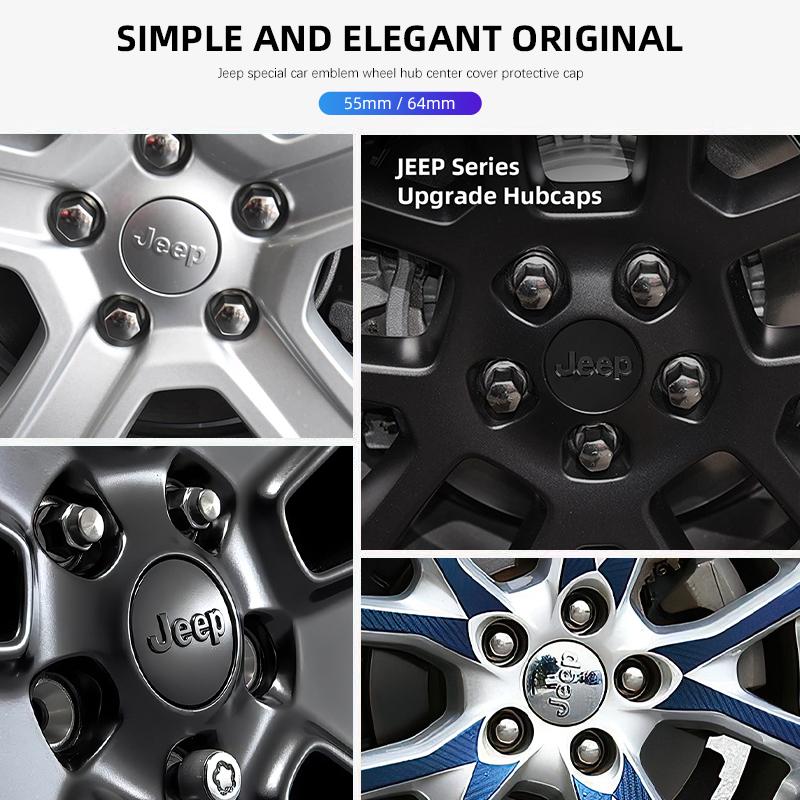 4Pcs Car Emblem Wheel Hub Center Cover Car Accessories For Jeep Renegade Compass Grand Cherokee Wrangler jk Gladiator Patriot