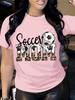 Summer women's front-printed short-sleeved T-shirt tops, casual and sports style,