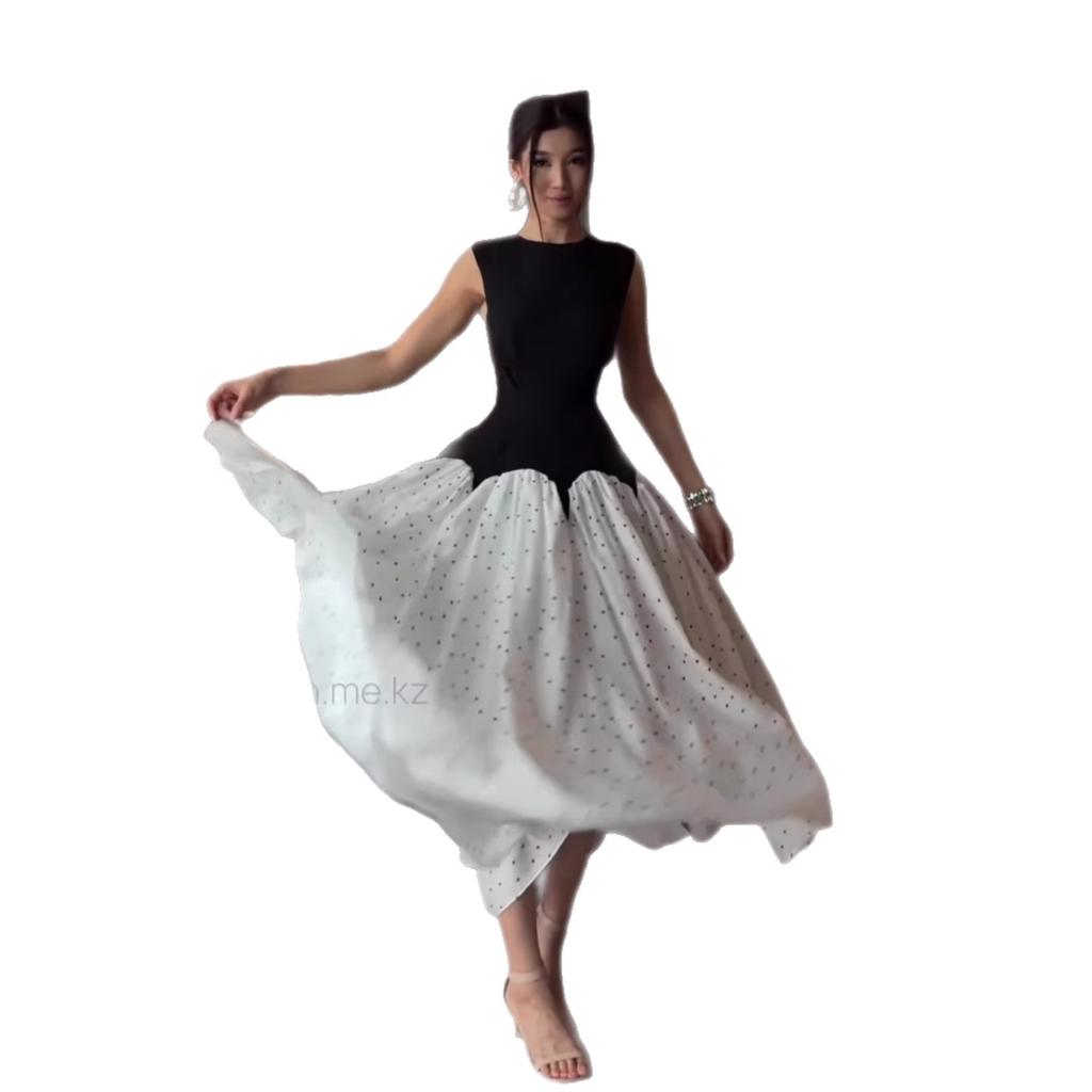 European and American spring new retro Hepburn style sleeveless polka dot long dress elegant dress