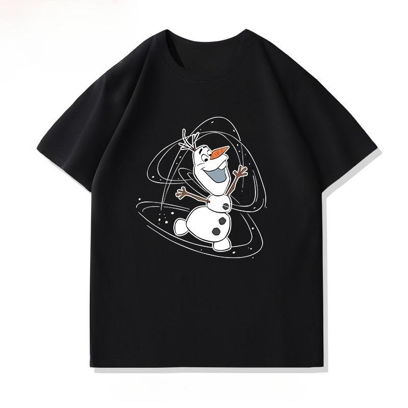 2025 Disney Crew Neck Shortsleeved Tshirt Cartoon Frozen Snow Treasure Print Summer New Loose Shortsleeved Body S