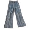 Damen Streetwear Lockere Gerade Jeanshose Übergröße Frühling und Herbst Retro-Stil Hohe Taille Einfarbig Weiter Bein Jeans