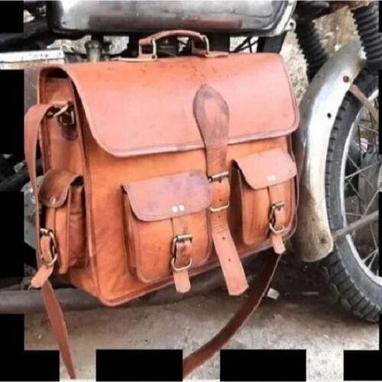Men's Grain Leather Vintage Messenger Briefcase Satchel Shoulder Laptop Bag