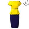 Women's Two-Tone Sleeveless Mock Two-Piece Button Detail Bodycon Midi Dress