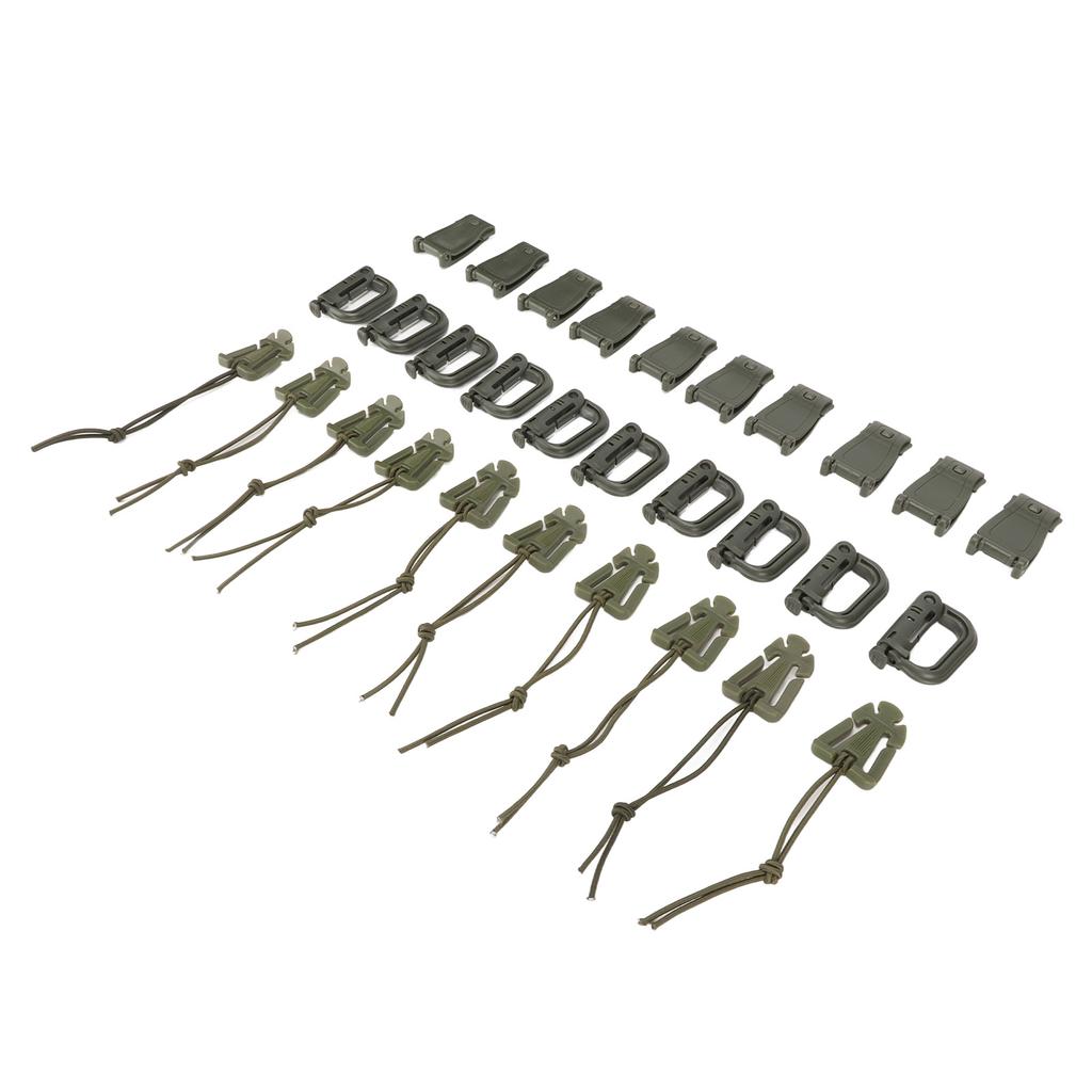 30 Pieces Backpack Bag Clip Strap Set with D Grimlock Locking Web Dominator Elastic St s Strap Management Tool Buckle