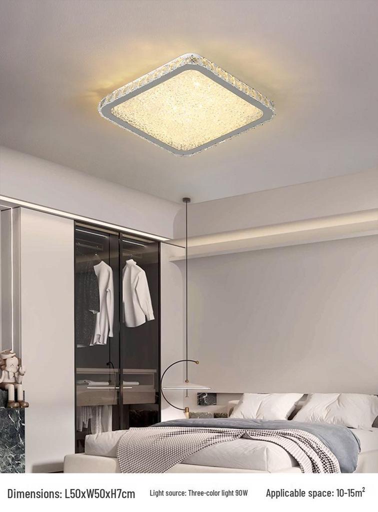 Luxury LED Crystal Ceiling Light: Round & Rectangular Dimmable Pendant for Living Room, Dining Room, Bedroom, Hall.