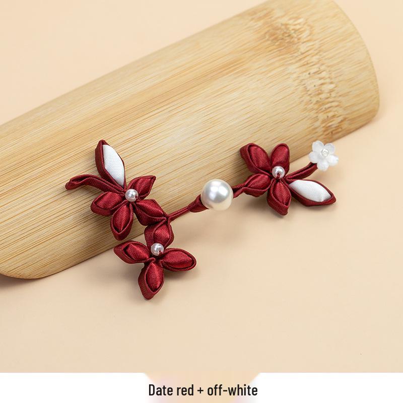 Cherry Blossom Pearl Buckle - Handmade Qipao Style Buttons for Hanfu & Tang Suit