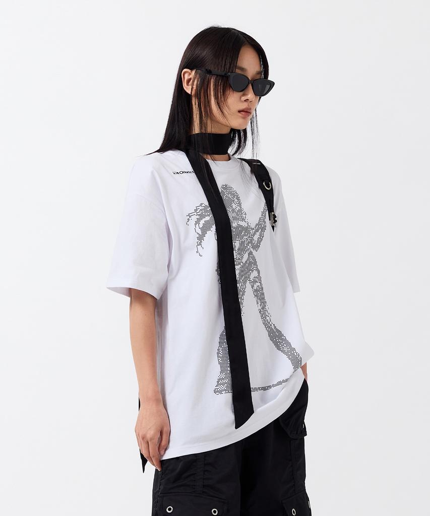 ODDSTUDIO Pixel Rock Star Graphic Oversized T-Shirt - White
