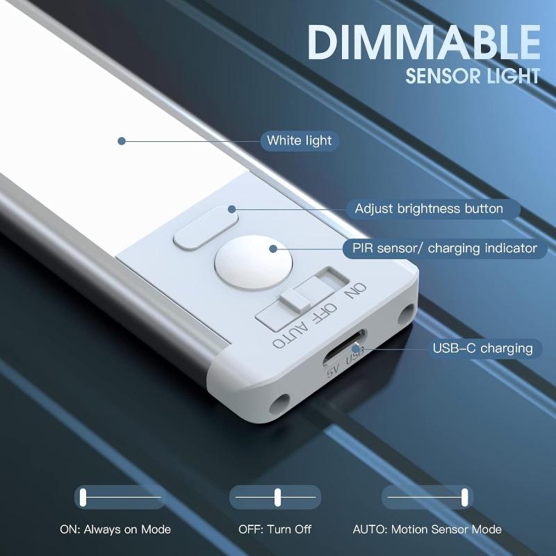 1PC Ultra-thin Intelligent Human Body Sensor Light, Night Light, Magnetic Induction Stepless Dimming LED Wardrobe Wine Cabinet Light