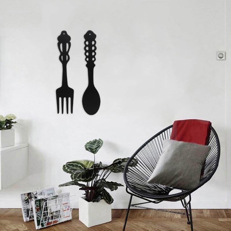 2pcs Fork and Spoon Metal Wall Decor for Kitchen Home Dining Living Room Rustic Hanging Sculpture Farmhouse Housewarming