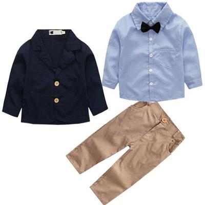 Frühling Herbst Baby Jungen Kleidung Kinder Freizeitmantel Hemd Hose 3-teilig Kinder Gentleman Anzug Säuglingsoutfits Kleinkindkostüm
