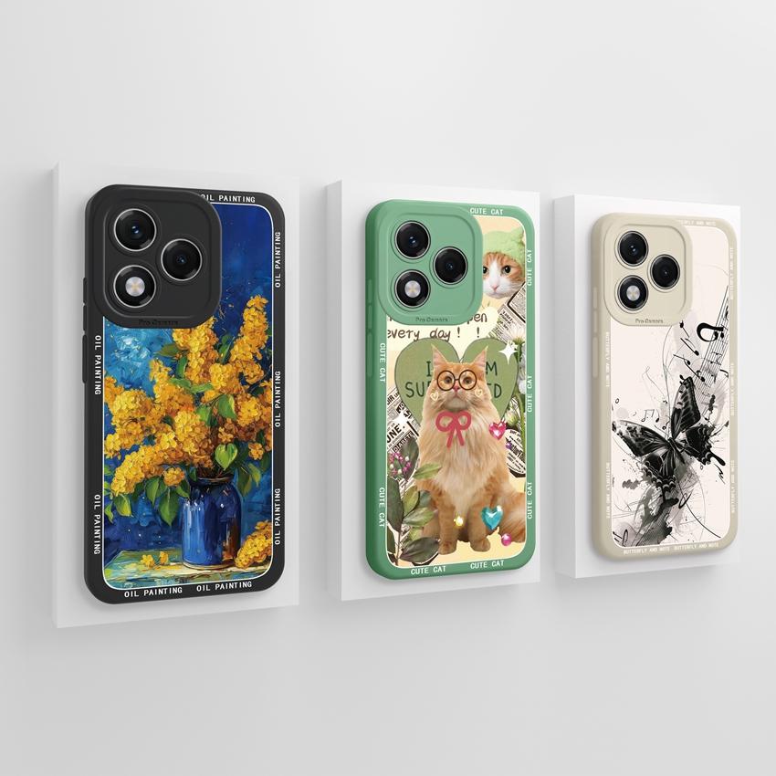 Silikonový kryt s motivem květiny pro Huawei 400 Lite X7c X8 X8c X9c Play 30 60 Plus, odolný proti pádu, s motivem květů a ochranou obrazovky proti pádu pro Huawei.