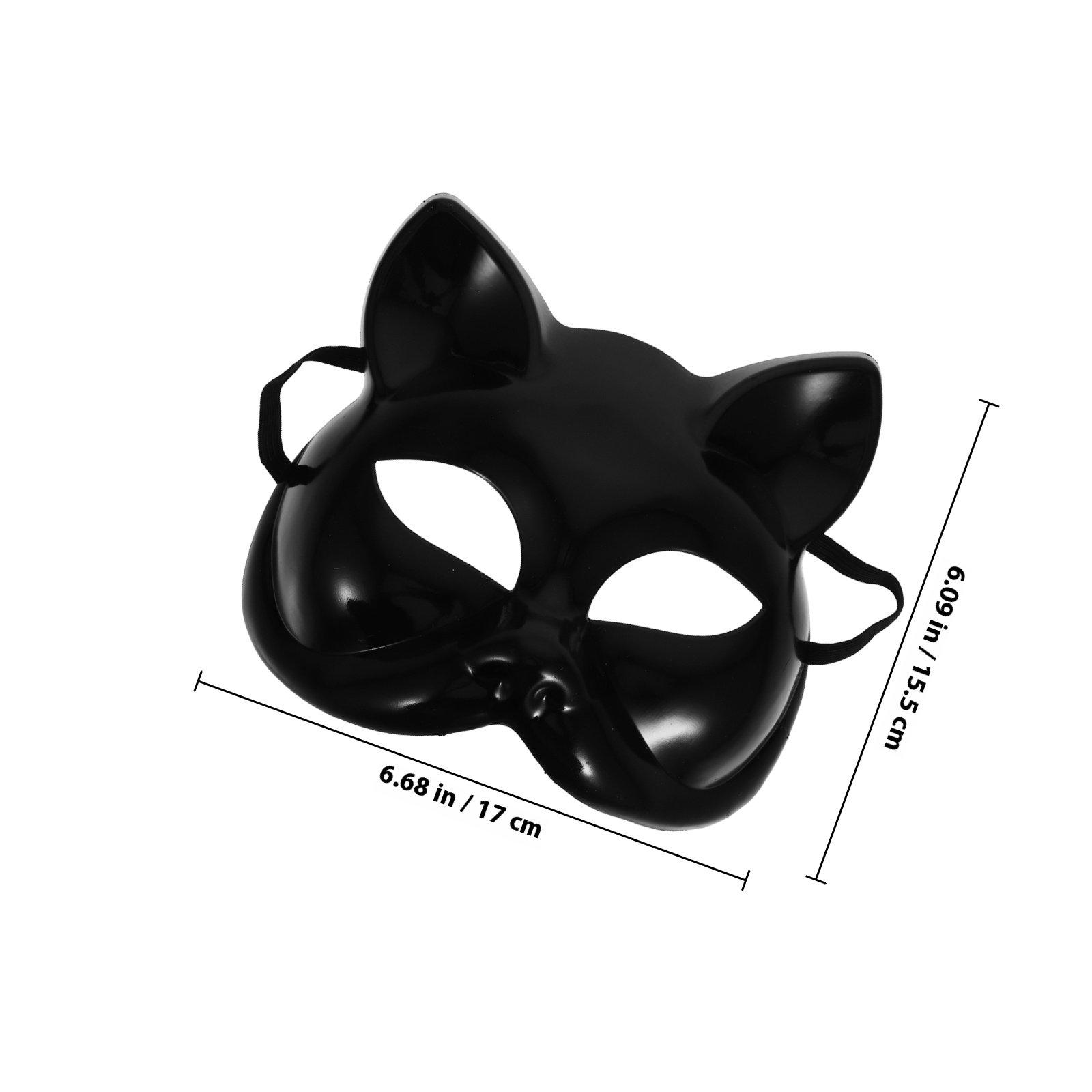 

Blank Cat Face Mask Half Plastic Lightweight Paintable Halloween Party Cosplay Masquerade Animal Mask Masks чёрный