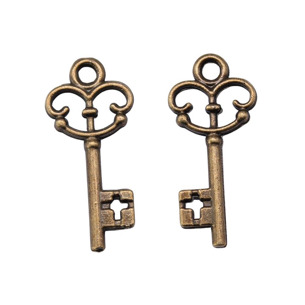 Simple Skeleton Key Charms Multi Color Alloy Pendants For Vintage Themed Jewelry