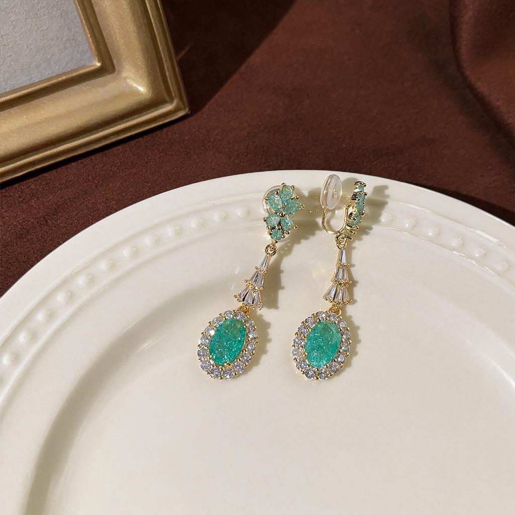 Cercei cu Zircon Stil Retro de Curte Mid-Century Smarald