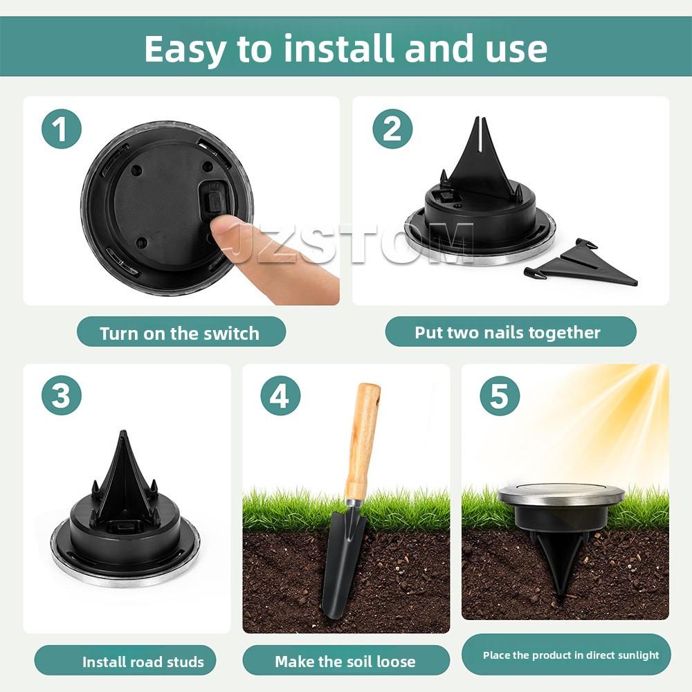 Solar underground light, outdoor waterproof LED ground plug lawn light, garden villa decoration courtyard light