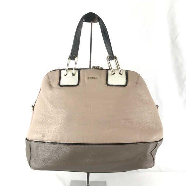 FURLA Leather Handbag Pink Beige [Italy](USED)