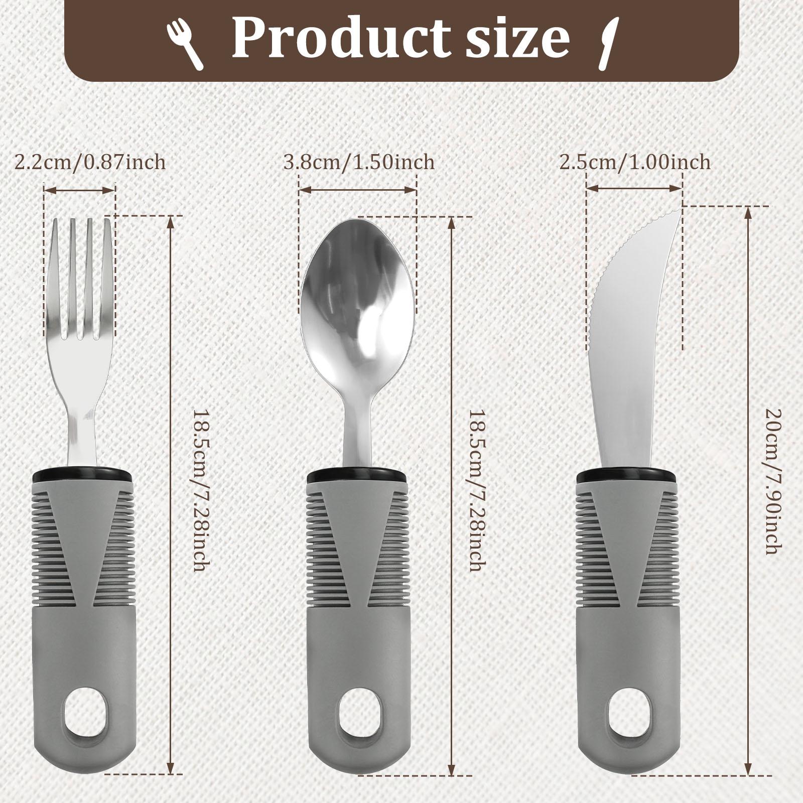 

Набор походной посуды из нержавеющей стали, адаптивные столовые приборы с вилкой и ложкой для пожилых людей, для кемпинга на открытом воздухе, инструменты с противоскользящей рукояткой для слабой руки