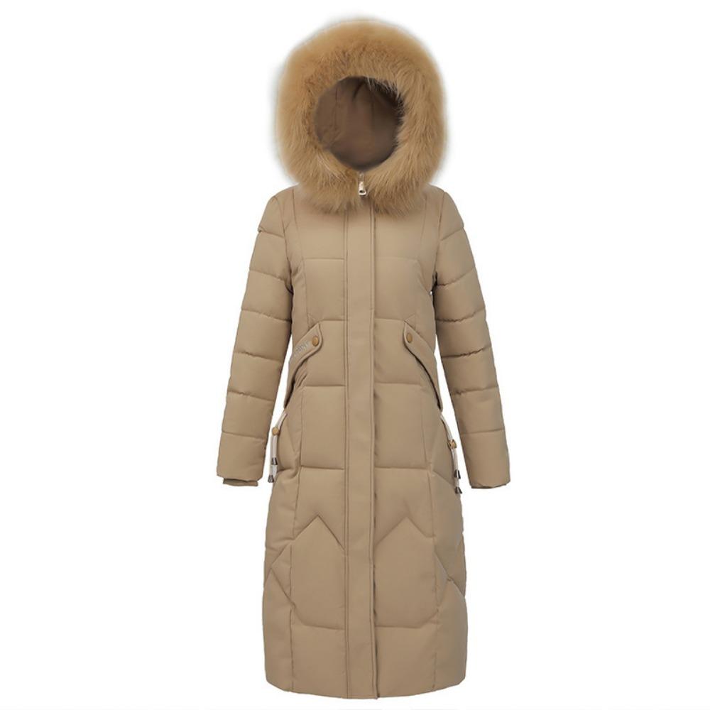 Winter New Fashion Slim-fit Over-knee Big Fur Collar Down Cotton Clothes Women's Medium and Long Coat