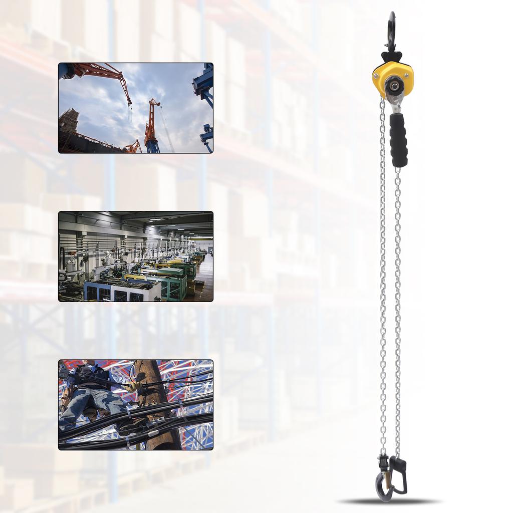550LBS Mini Chain Hoist, Portable Hand Winch Puller Lever Hoist with 360° Hook for Garage Warehouse Construction Lifting