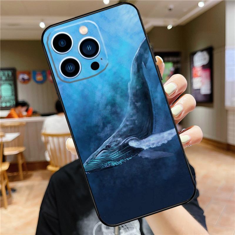 Whale Fish Wave Sea Case For iPhone 17 16 15 13 12 11 14 Pro Max Mini Plus 16e 17 Air Bumper Cover Accessories