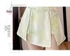 Modern Chinese Two-Piece Set: Cheongsam Dress and Shorts with Frog Button