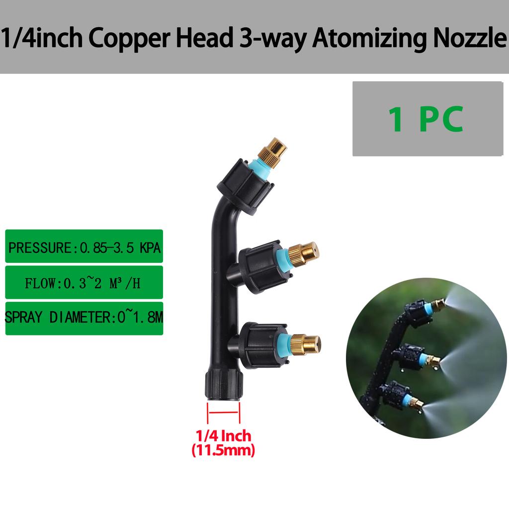 1/2"1/4" Garden High Pressure Atomizing Adjustable Nozzle with Threaded Single/Dual/Triple Nozzle Irrigation Pesticide Sprinkler