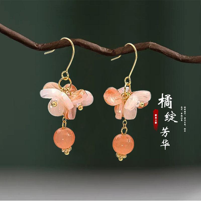 Retro Ruyi Tassel Fan-shaped Stud Earrings - Chinese Style