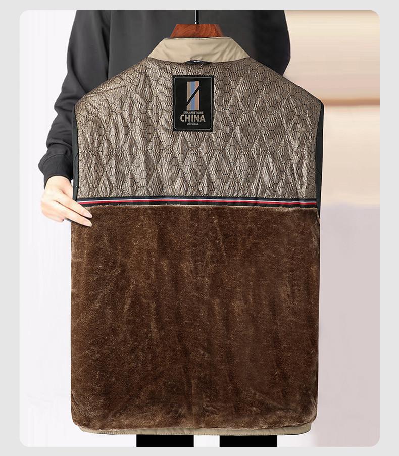 Winter Fleece-Lined Dad's Jacket - Warm Stand-Up Collar for Middle-Aged & Elderly Men, Grandpa Style