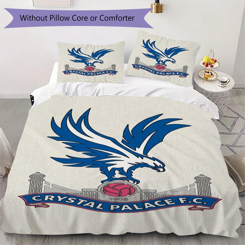 Crystal Palace FC Pattern Bedding uilt Set uilt Cover Pillowcase Home Decoration Birthday Gift (1 * duvet cover + 2 * pillowcase without core)