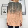 Women Plus Size Round Neck Printed Long Sleeve T Shirt Blue Brown Loose Fit Longline With Pockets