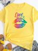 Love Is Love Rainbow Lip Print Women T Shirt Short Sleeve O Neck Loose Women Tshirt Ladies Tee Shirt Tops Camisetas Mujer