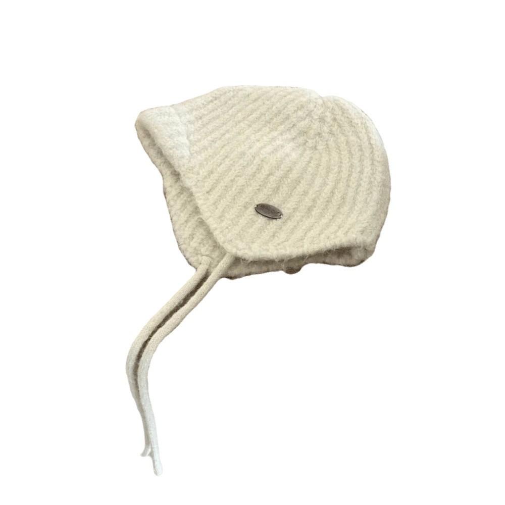 Ear Protection Knitted Earmuffs Hat Lace-up Strap Beanies Sweet Knitted Hat Winter