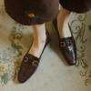Krazing Pot Sheepskin Round Toe Chunky Heels Autumn Summer Shoes Slip On Women Retro Fashion Pumps