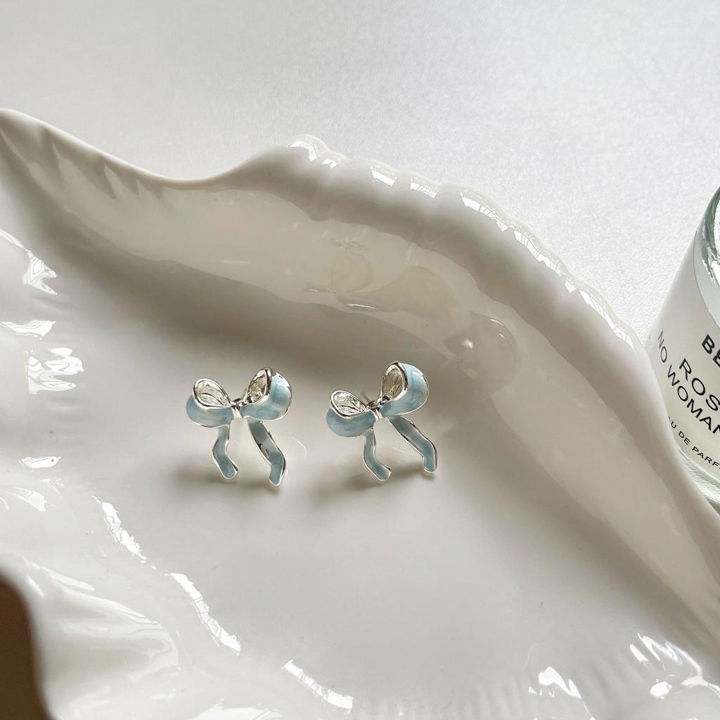 PANJBJ 925 Sterling Silver Bow Knot Earring for Women Texture Tassels Sweet Romantic Korean Jewelry Gift Dropshipping