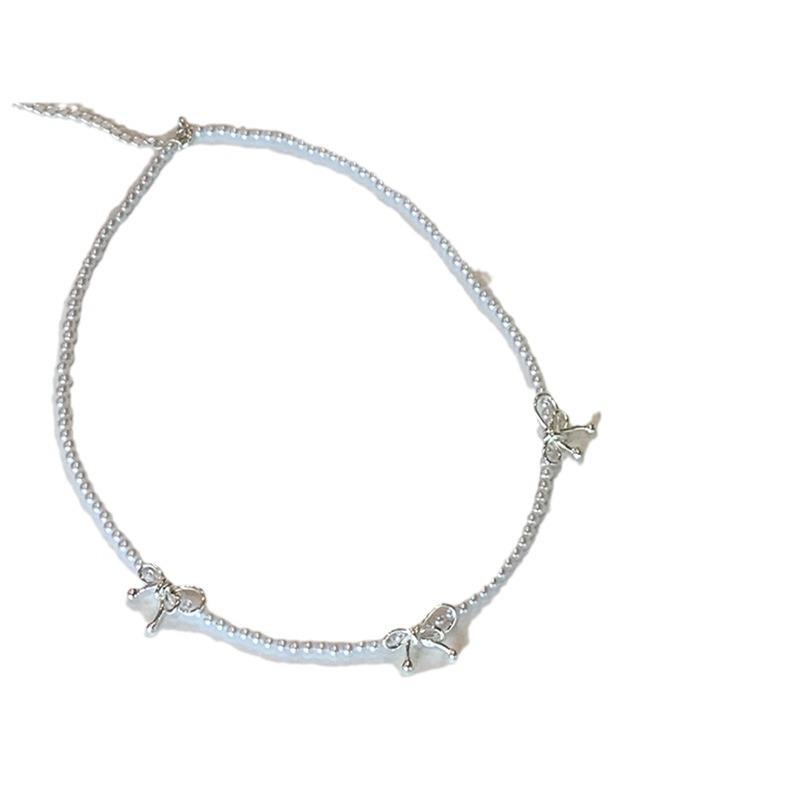 Simple High-End Pearl Bow Necklace Women'S French Retro Light Luxury Elegant Fashion Versatile Neck Chain Collarbone Chain