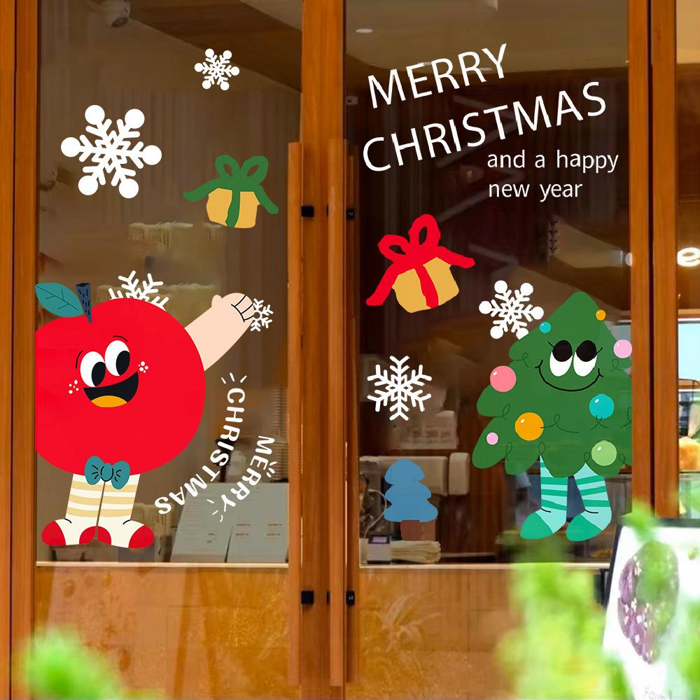 Christmas Window Sticker Decoration Electrostatic Stick Christmas Tree Glass Film for Shopping Mall Store Atmosphere Layout