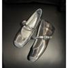 2025 summer new Mary Jane shoes silver French ballet shoes Korean version of beautiful shallow mouth with single shoes women's shoes