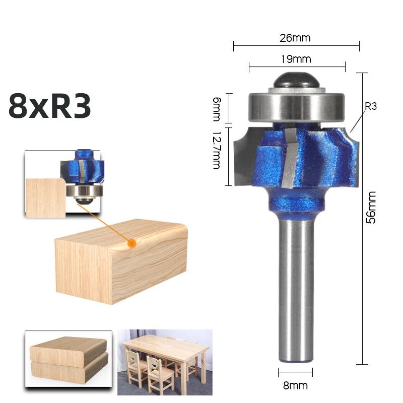 Allsome 6mm/6,35mm/8mm SchaftAbgerundeter Kantenfräser R1 R2 R3 Zierkanten Holzbearbeitung Fräser Klassischer Fräserbit für Holz
