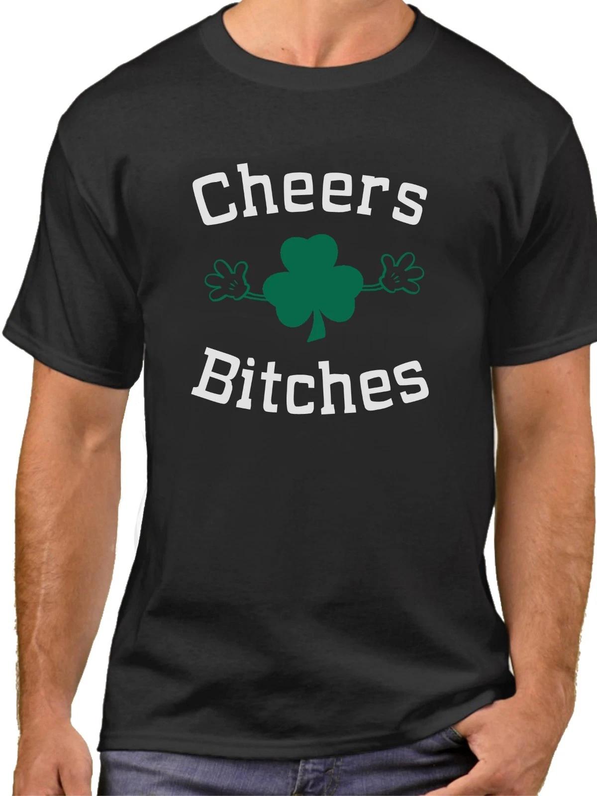 Men s Cheers Bitches T-Shirt – Funny St. Patrick s Day Shirt, Green Tee 2XL