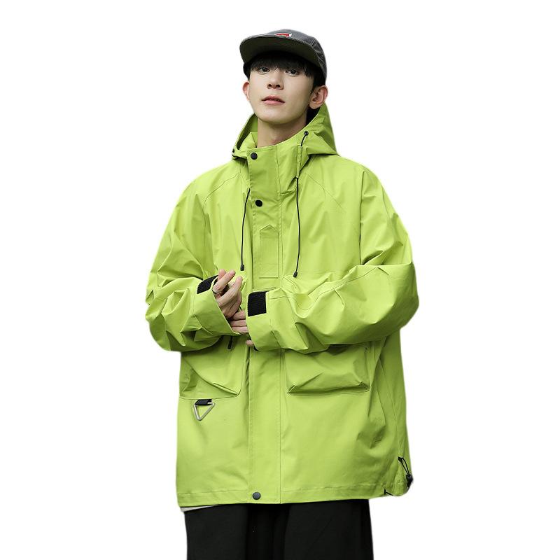 Spring and Autumn Men's Korean Style Solid Color Hooded Long Sleeve Jacket Trendy Couple Internet Celebrity Same Style Stylish Versatile Jacket