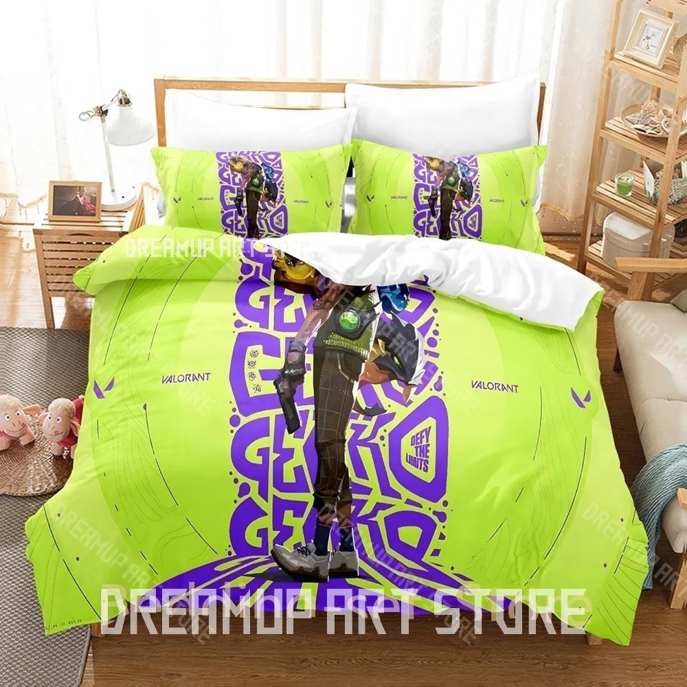 3D Print GEKKO VALORANT Bedding Set Single Twin Full Queen King Size Bed Set Adult Kid Bedroom Duvetcover Sets Anime Bed Sheet
