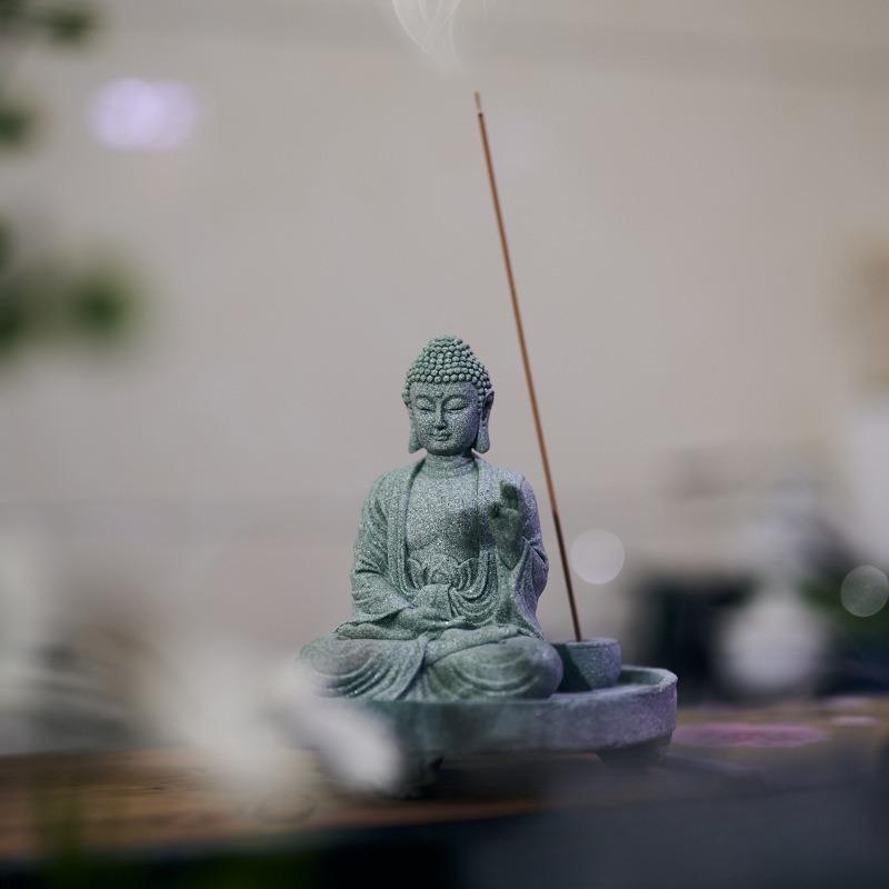 Meditating Buddha Statue Zen Incense Holder Home Decoration Garden Bonsai Aquarium Fish Tank Feng Shui Figurine Collection