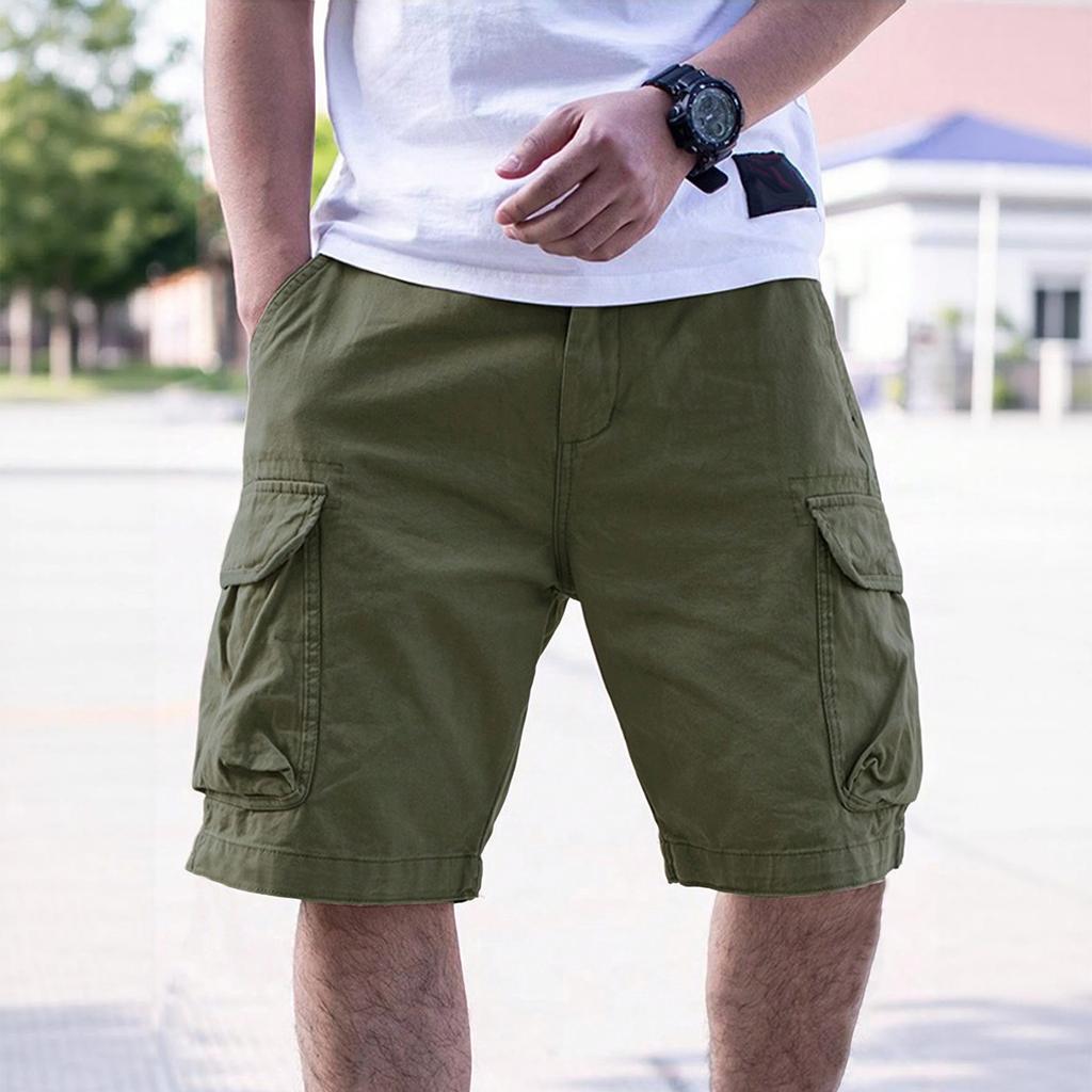 Men's Summer Multi-Pocket Cargo Shorts Men's Casual Fashion Color Loose Cargo Shorts