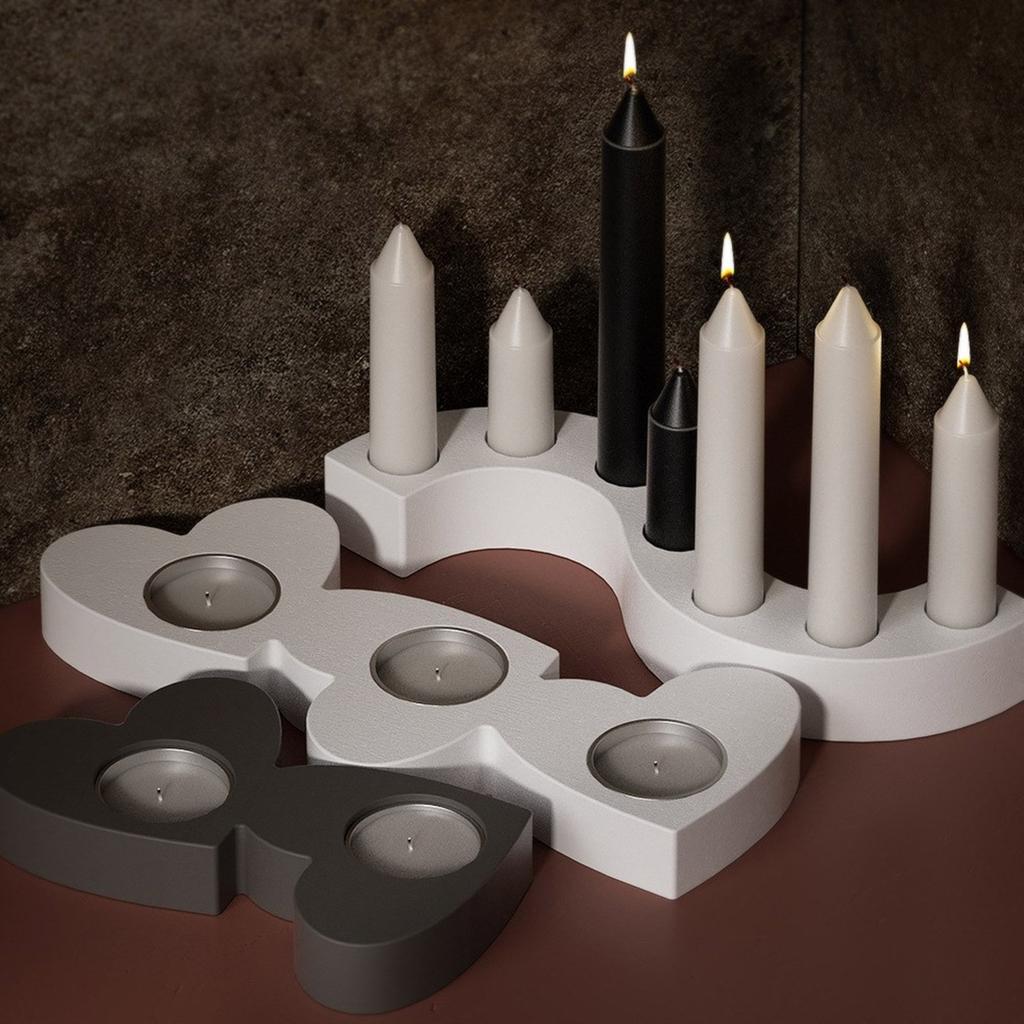 Love Heart Candle Holder Mold Handmade Concrete Gypsum Molds Silicone Candlesticks Resin Molds Decorations DIY Craft