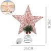Gold Glitter Christmas Tree Topper Pentagram With LED Lights Sparkle Xmas Treetop Ornament For Home Xmas Festival Decor