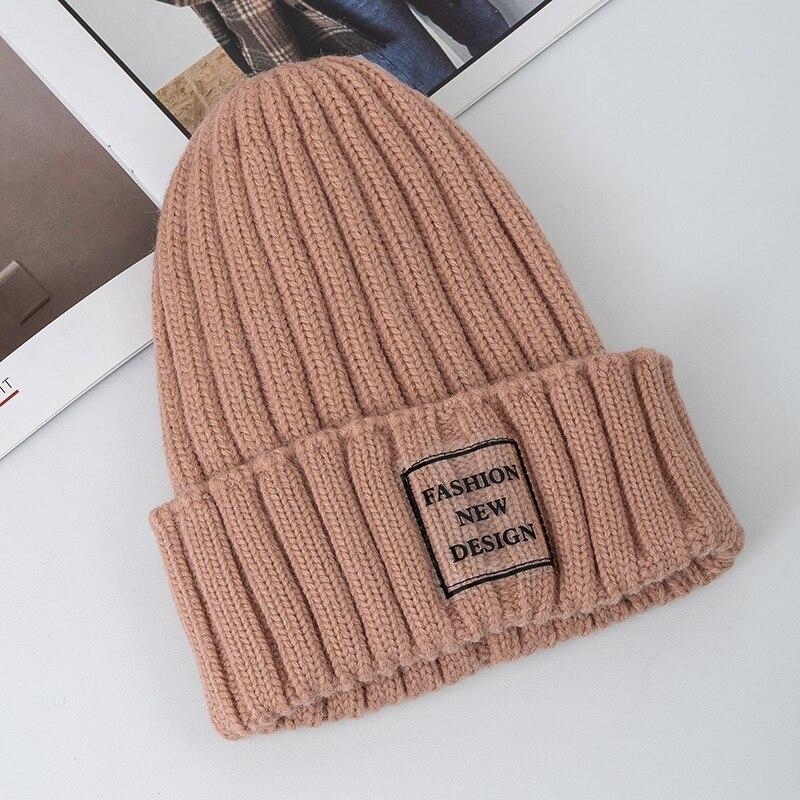 Nuevos sombreros de invierno para mujer, gorro cálido Kpop Steeetwear, gorro para mujer, etiqueta transparente informal, sombreros tejidos de invierno