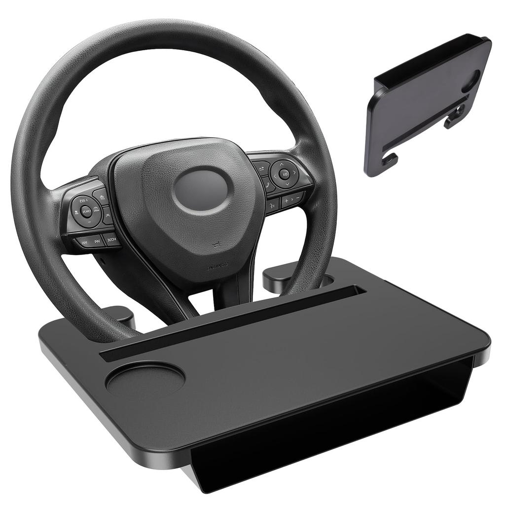 WyBright Car Steering Wheel Seat Table with Side Storage Seat Passenger Convenient Car Easy to Compatible with Various Vehicle Perfect for PC