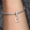 Pandora Two-color moon and key gold-plated copper silver alloy 925 silver synthetic opal synthetic cubic zirconia pendant women's silver 762985C01