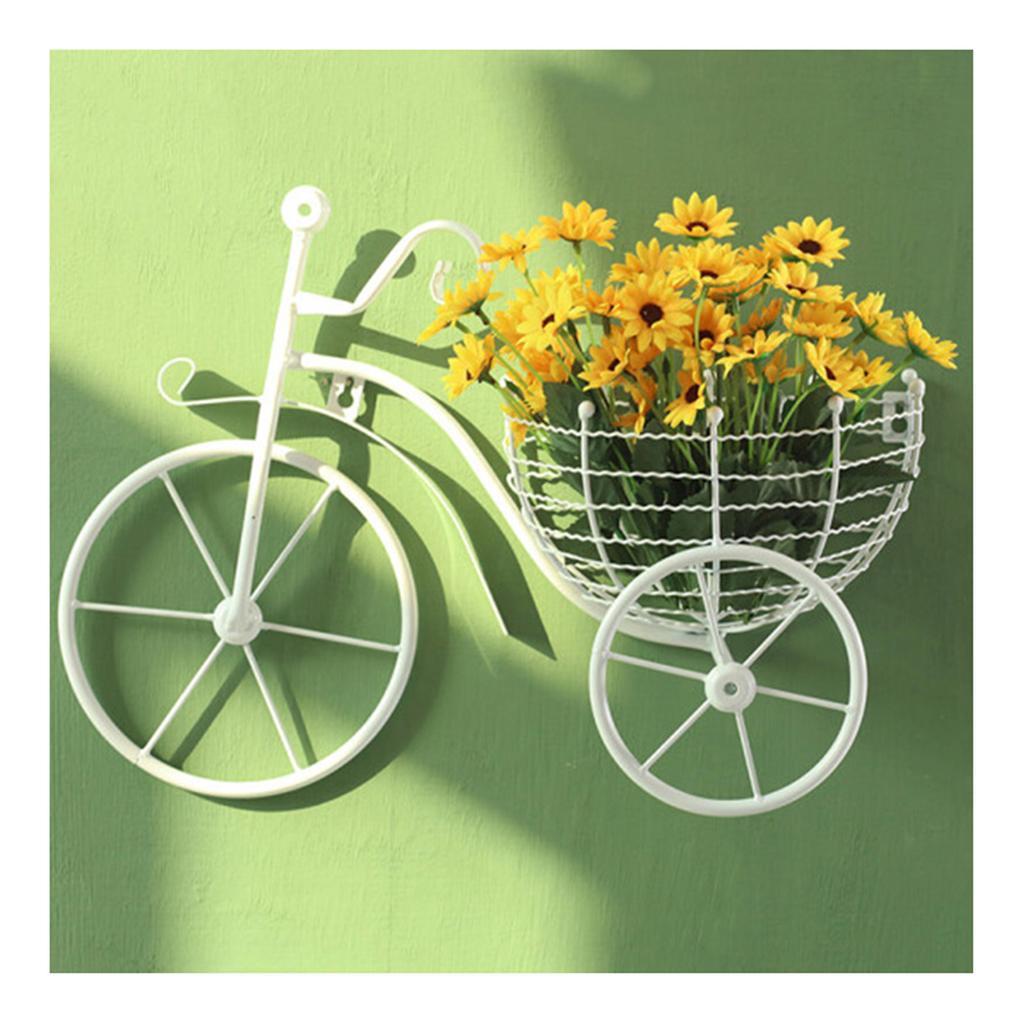 Metall Fahrrad Blumenkorb Wandkunst Wandhalterung Hängender Blumenständer Einzigartige Kunstornamente Klassischer Retro-Stil für Heimdekoration